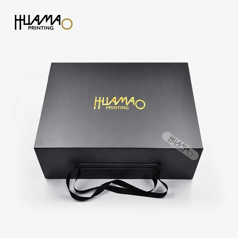 Custom Logo Shoe Boxes Black Magnetic Rigid Cardboard Shoe Box Gold Foil Cheap Women Men Shoes Packing Box Luxury HMC-0047 OEM