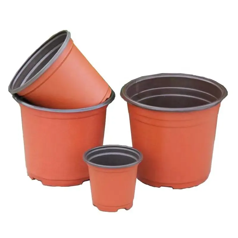 Piccoli vasi da fiori in plastica morbida economici per vaso da trasporto colorato rotondo in plastica da giardino, vaso da fiori per l'orticoltura