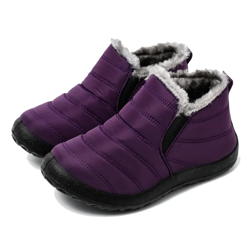 Botas de neve para inverno, botas femininas sem cadarço e à prova d'água, confortáveis para áreas externas