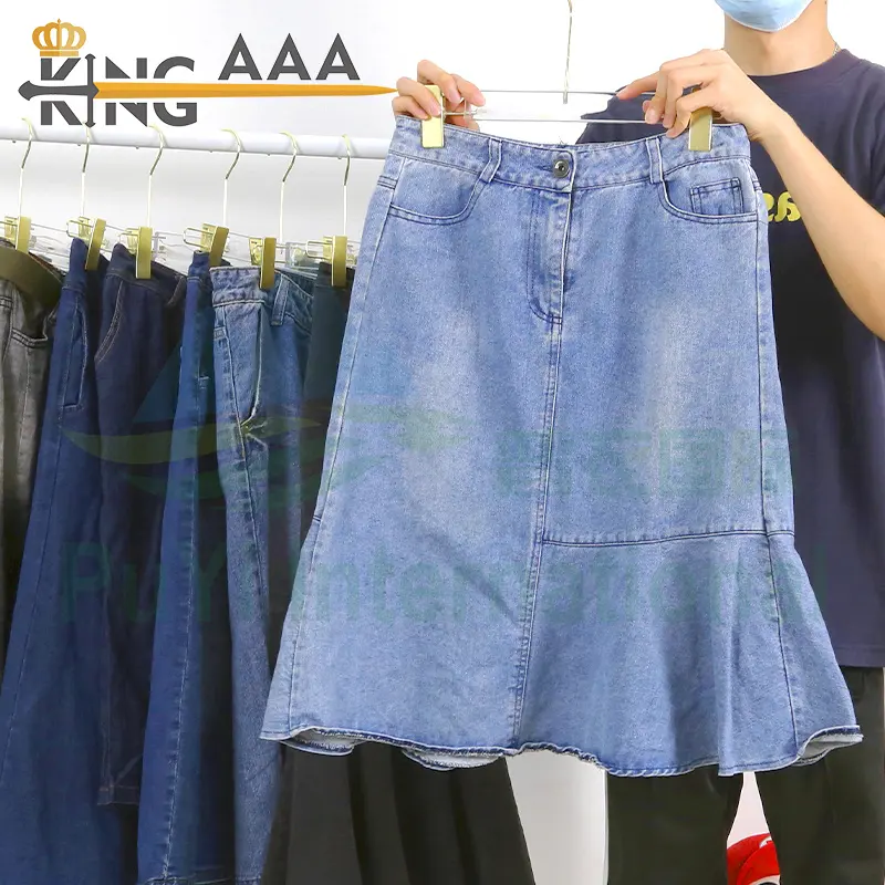 Saia longa jeans saia longa plus größe fardos de ropa usada pakaian bekas gebrauchte kleidung ballen uk japan gebrauchte kleidung ballen