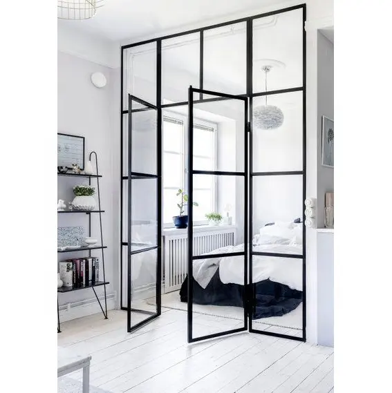 Stile moderno francese fisso e swing in acciaio sistema interno soggiorno pareti divisorie in vetro