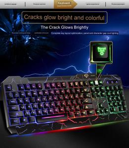 Teclado de juego USB con cable luminoso de grieta, sensación mecánica, teclado con retroiluminación - Product Image 4