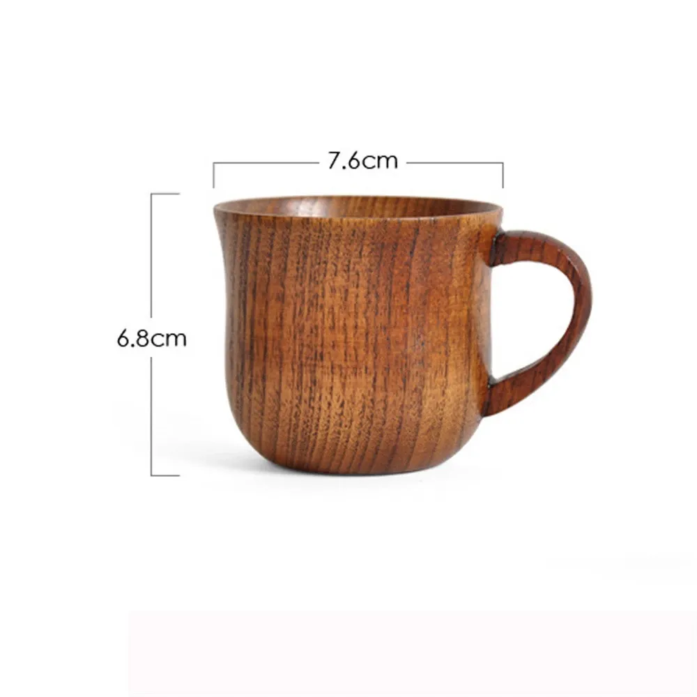 Caneca de madeira natural para café, chá, suco, leite, caneca artesanal 7.6x6.8cm