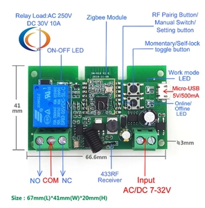 Módulo de interruptor de relé inteligente Zigbee eWelink 1-4 canales AC/DC 7-32V USB RF/APP Control remoto inalámbrico Smart Home Work con Alexa - Product Image 3