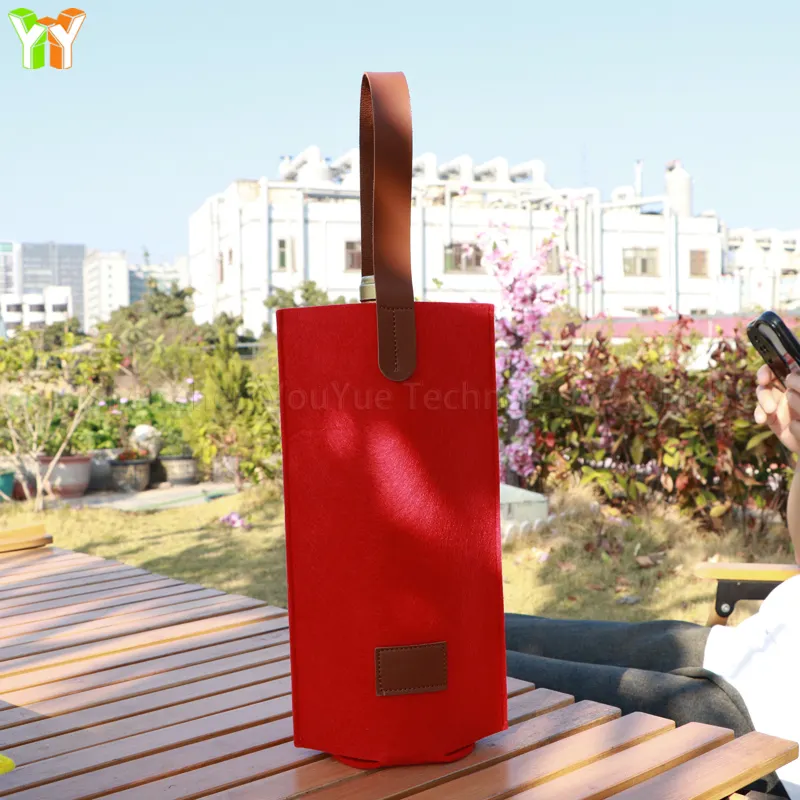 Роскошная кожаная сумка для вина с одной подкладкой, сумка-тоут из войлока, идеальный подарок для винного любителя или свадебный подарок для держателей вина
