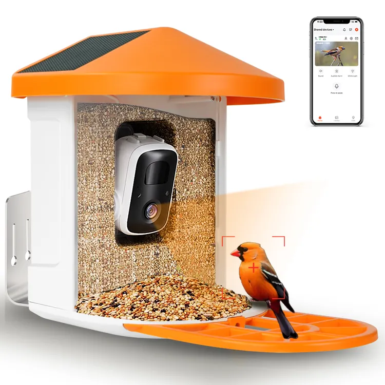 Smart Outdoor Waterproof AI Detect 10 000 Bird Species Squirrel-proof Bird Feeder with Camera