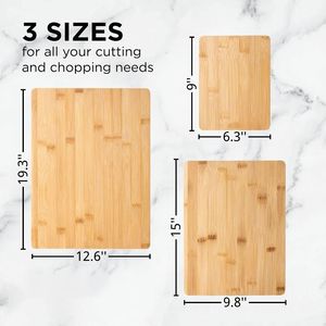Özel büyük Mini dikdörtgen kare mutfak organik toplu 3 in 1 ahşap kesme tahtası blokları bambu kesme tahtası 3 adet Set - Product Image 3