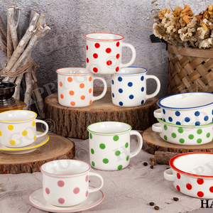 Simple and Fashionable Ceramic <strong>Cup</strong> with Six Colors Dot Design Customizable <strong>pink</strong> Ceramic Mug - Product Image 1