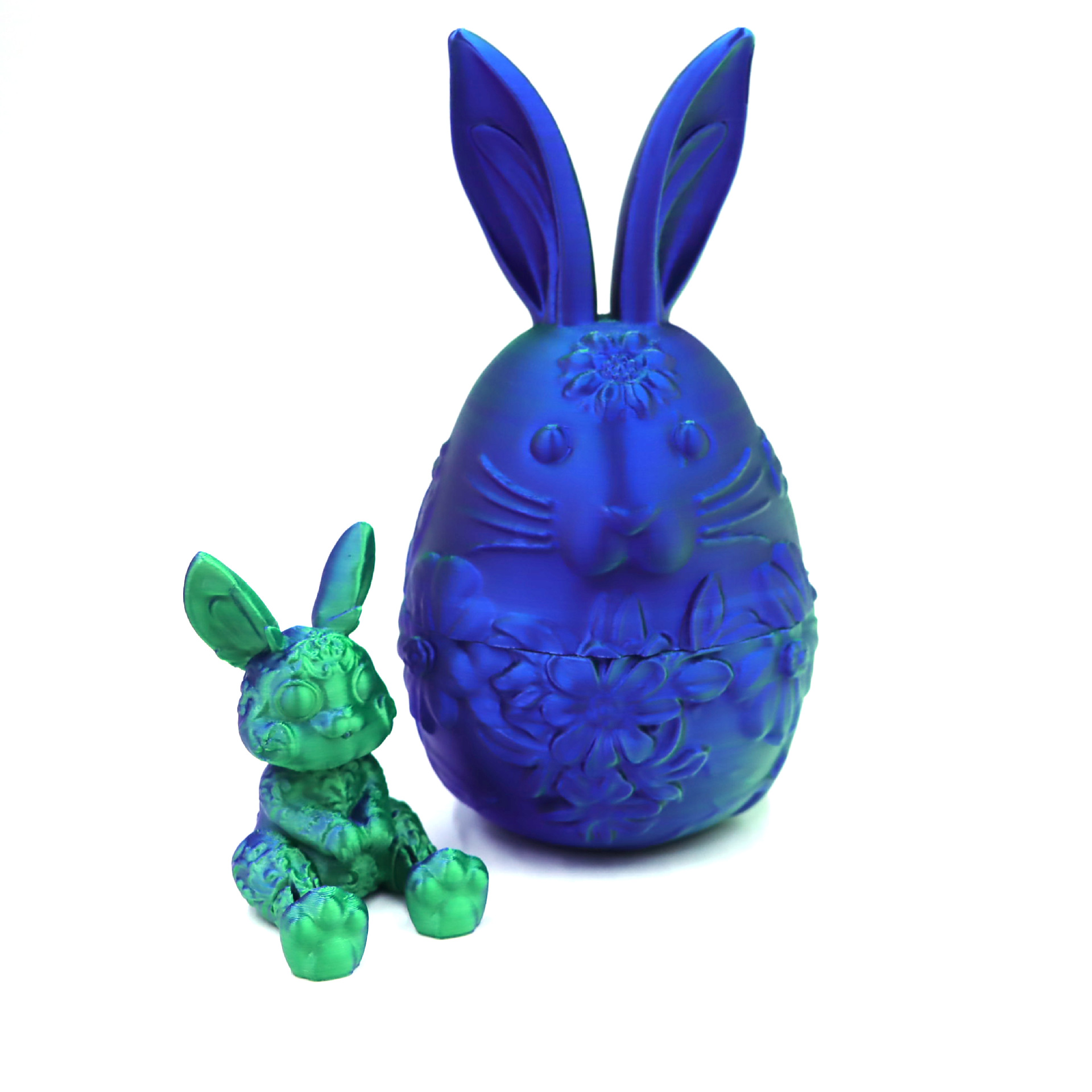 Hinged Rabbit 15.2cm Sunflower Rabbit Egg - Blue-Green Gradient