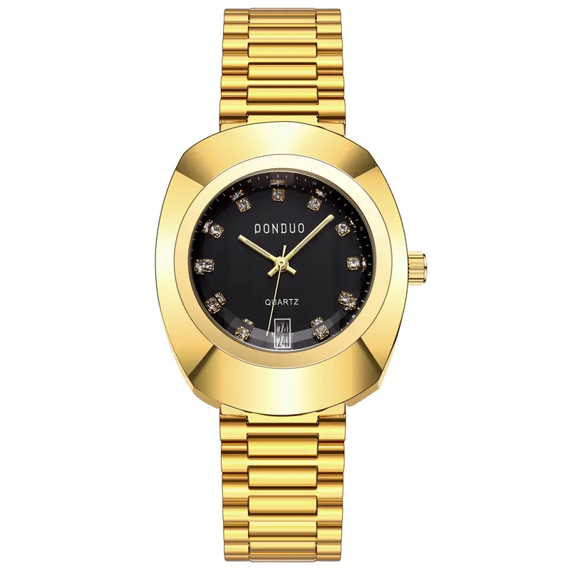 Jam tangan kuarsa untuk pria, arloji pasangan baja tahan karat modis, jam tangan elektronik mewah untuk pria