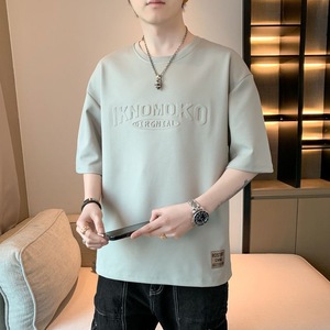 2024夏新シンプルルースボトミングカジュアルTシャツオールマッチ薄い通気性半袖Tシャツブランクフィットネスプリント