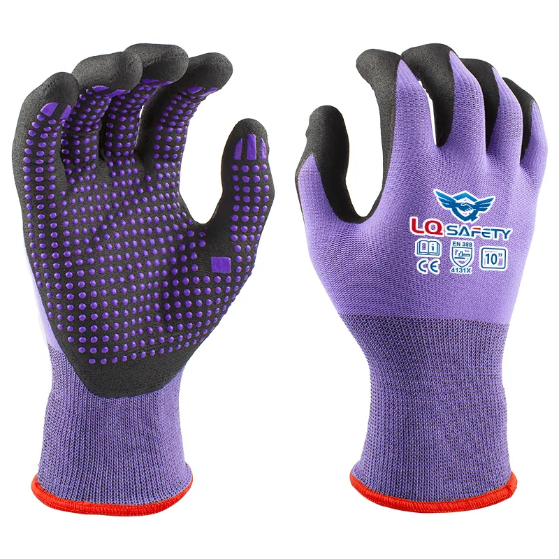 Großhandel Anti-Rutsch Nitril-Schaum beschichtete Handschuhe Handfläche gestrichelte Arbeitshandschuhe für den Bau