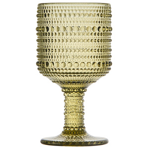 Mesopotamian vintage kabartma renkli boncuk ile yüksek bacaklı cam bardak, ev kullanımı için su bardağı, - Product Image 2