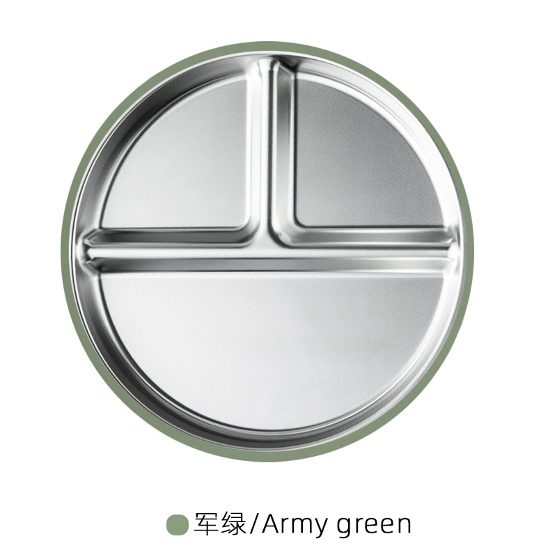 Plaque ronde en acier inoxydable avec base d'aspiration vert amy
