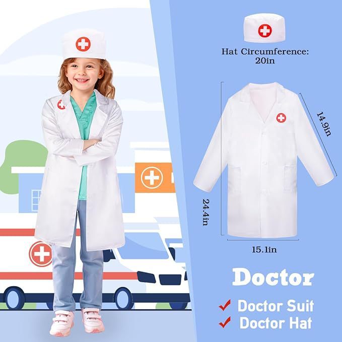 Bata de doctor (bata blanca + gorro)