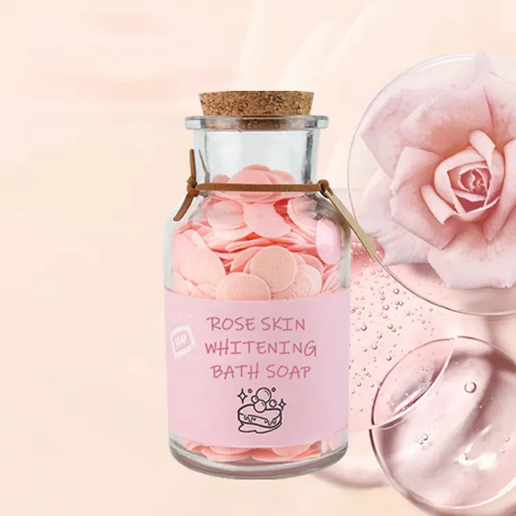 Vente en gros OEM Huile essentielle de rose biologique naturelle de marque propre pour le soin de la peau Feuille de savon artisanal en papier brillant Savon éclaircissant