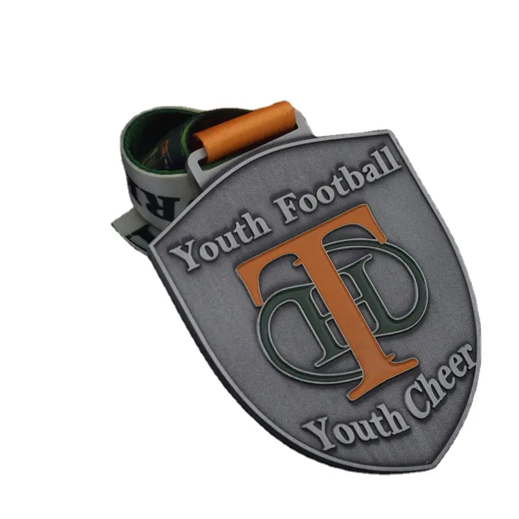 Medallas de protección de fútbol personalizadas, Logo de impresión de Metal, juvenil, Zombie, chapado de plata antigua, superventas