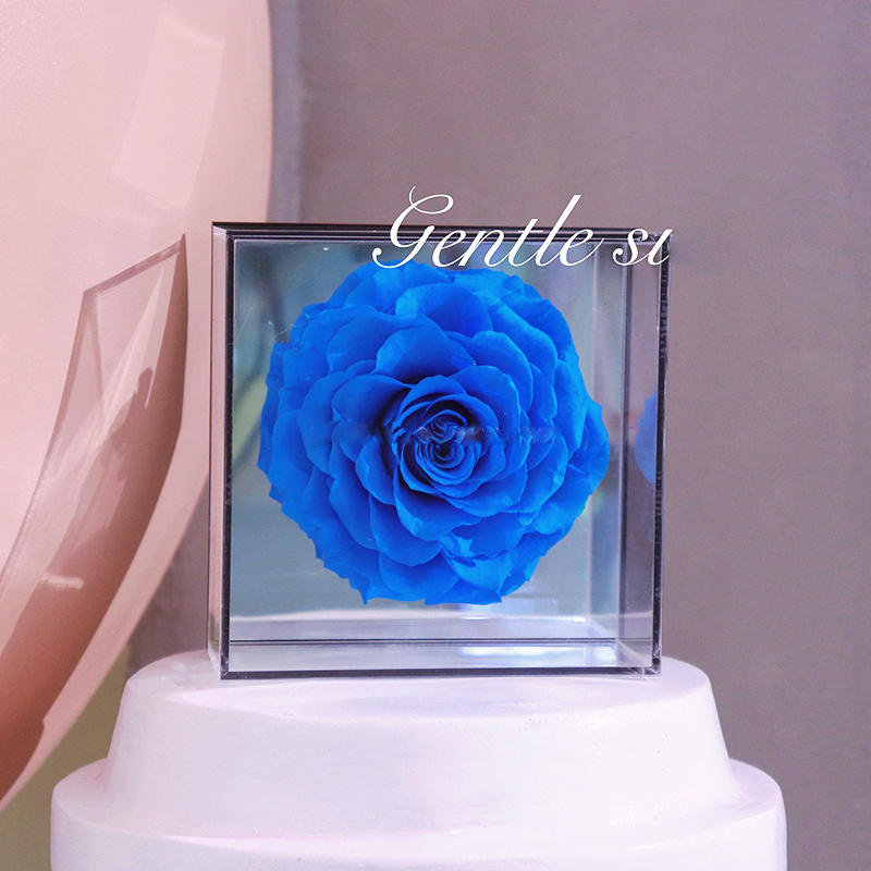 Rose dans la boîte acrylique de miroir