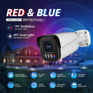 Veezoom Fábrica al por mayor 8MP POE IP CCTV Cámara Luz dual (Rojo-Azul) con HD Micrófono incorporado y función de alarma de sensor CMOS - Product Image 2