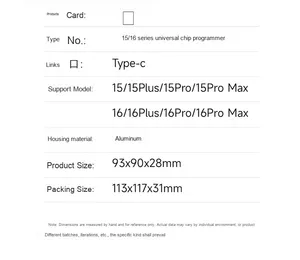 Programador XZZ I6 EEPROM para IPhone 15 16 Series, herramienta de prueba de programador de reparación de chips tipo C para diagnóstico rápido de fallas - Product Image 6