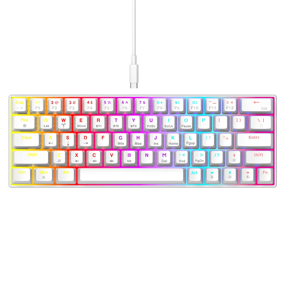 Teclado mecánico T30 TKL con cable/inalámbrico/Bluetooth, teclado RGB Real de 63 teclas, teclado personalizado para juegos