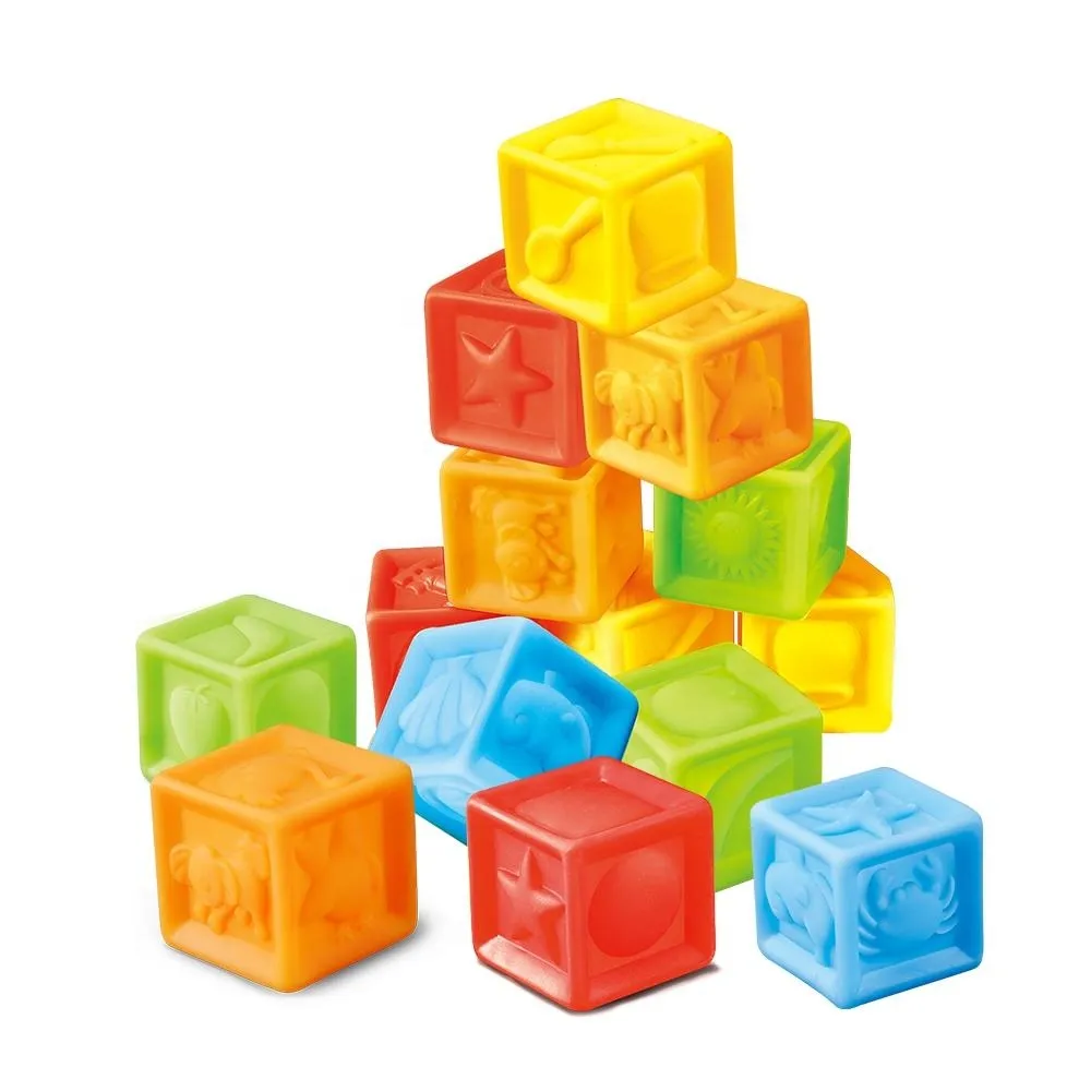 การศึกษา Cube เกรดอาหารเด็ก DIY บล็อกซิลิโคนอ่อนนุ่ม