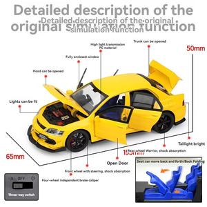 Alloy 1:32 Diecast Toy LANCER Evolution lX <strong>EVO</strong> 9th Sound Light Pullback Metal Car <strong>Model</strong> Display Collection with Open Doors - Product Image 2