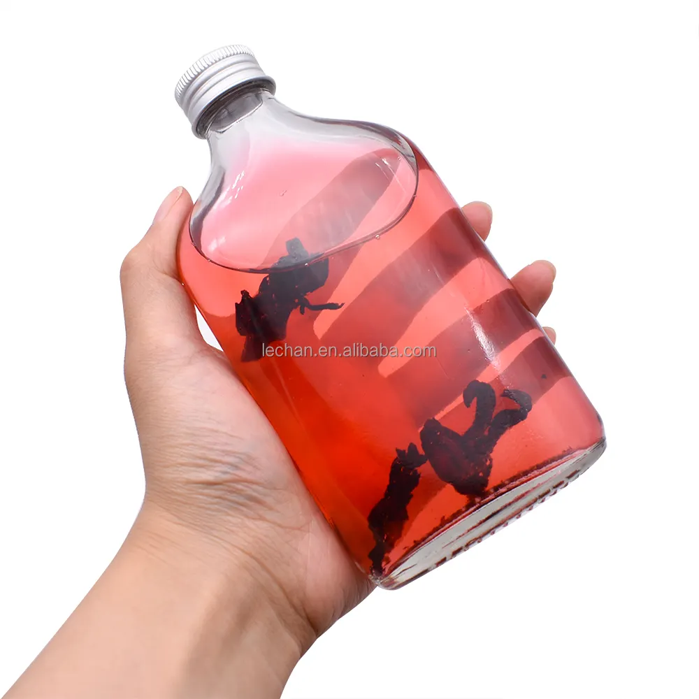 Vacío personalizado desechable 330ML 500ML puede beber té jugo leche contenedor bebida botella de vidrio 350Ml
