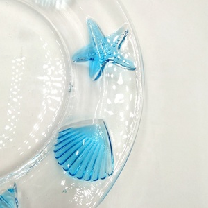 手工制作的玻璃晚餐充电器盘桌面玻璃海洋图案托盘晚餐盘 - Product Image 6
