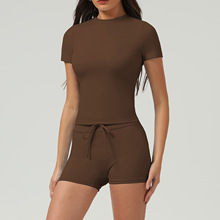 Brown Shorts + short sleeves
