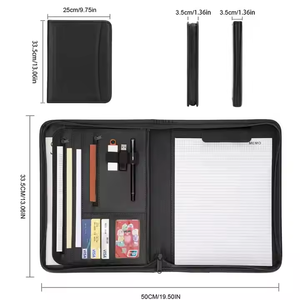 Zippered Leather <strong>A4</strong> File <strong>Folder</strong> with <strong>Notepad</strong> and Pockets Organizer Paper Padfolio for Document Agenda <strong>Conference</strong> Presentation - Product Image 3