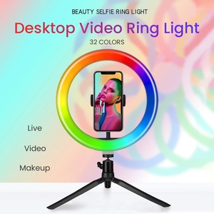 Photography Studio Lighting Dimmable 6&quot;/8&quot;/10&quot;/12&quot;/14&quot;/<strong>18</strong>&quot; 16 Colour <strong>Led</strong> <strong>RGB</strong> Circle Ring Light with Phone Tripod Stand - Product Image 2
