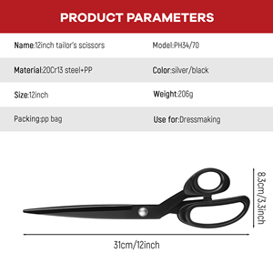 12inch chất lượng cao may thép không gỉ Shears dressmaker thợ may kéo cho vải với nhựa xử lý quần áo kéo - Product Image 3