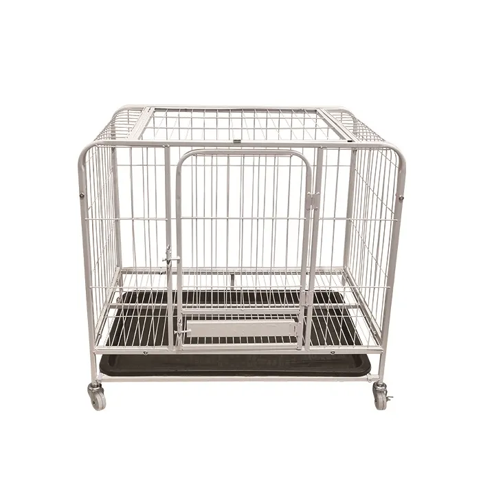 Groothandel Multi-Size Roestvrijstalen Hondenkennel Hondenhok Met 4 Wielen Inklapbare Indoor Vierkante Buis Luxe Hondenkennel Te Koop