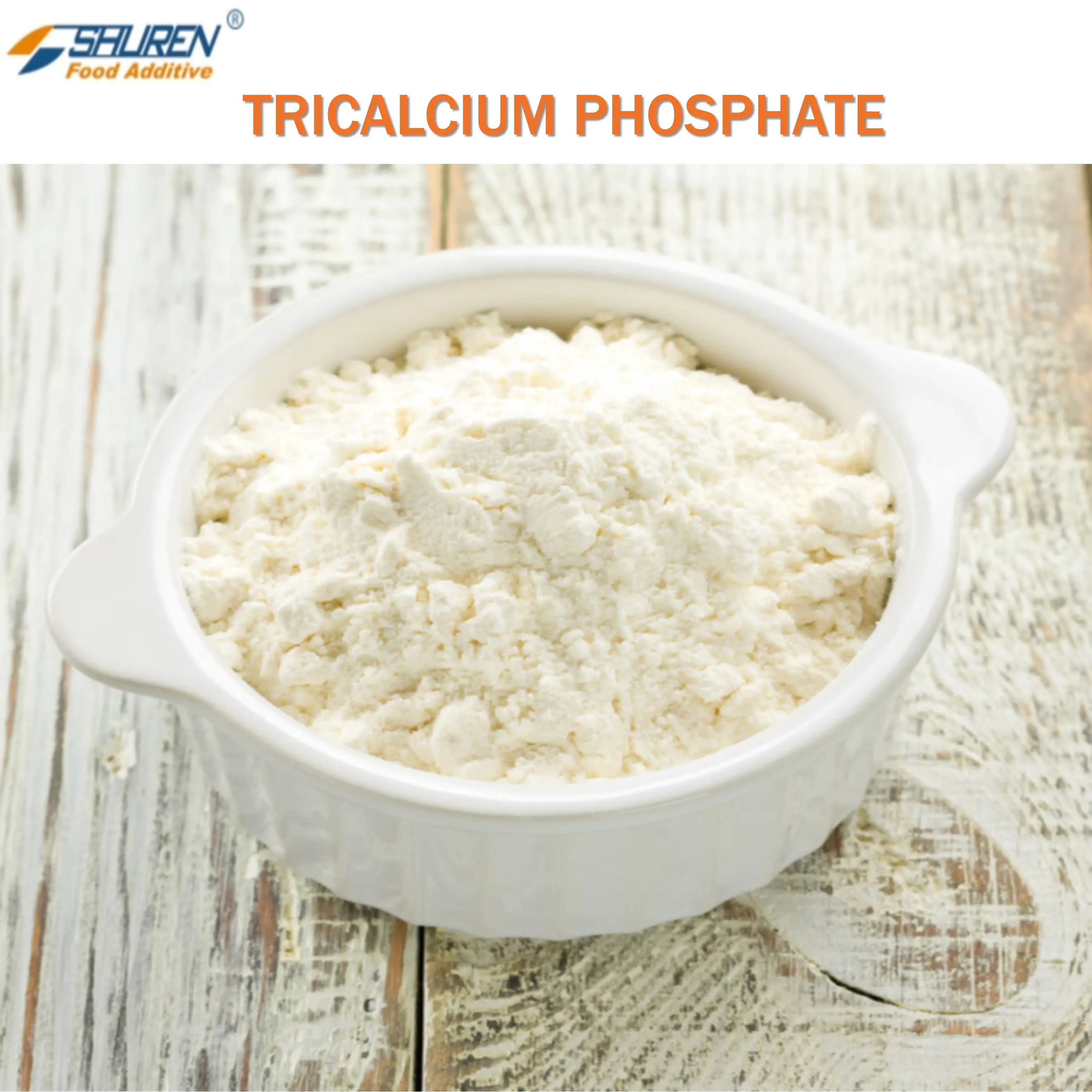 China fábrica preço de alta pureza de grau alimentício de fosfosco tribásico/tricalcio