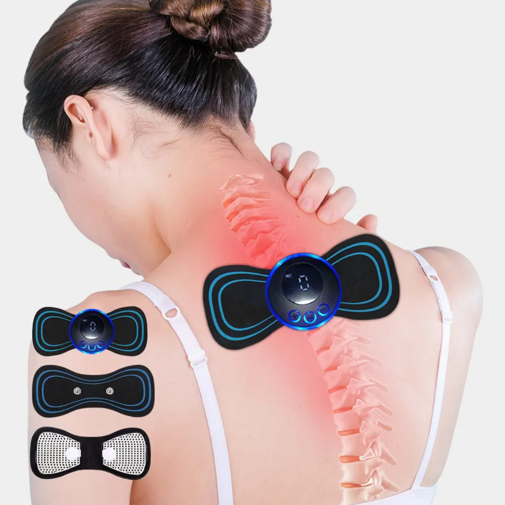 Autocollant de massage du dos du cou EMS Pulse Mini massage électrique par ventouses pour l'épaule jambe stimulateur musculaire du corps cervical soulagement de la douleur