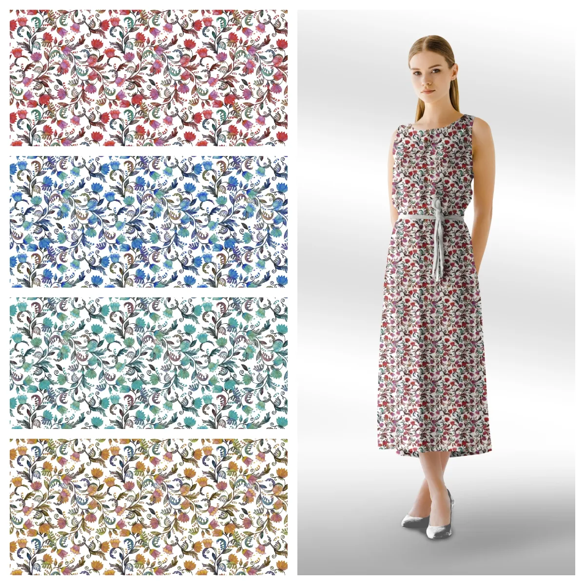 Piccolo tessuto floreale in popeline di cotone 100% stampato multicolore per pigiama da donna
