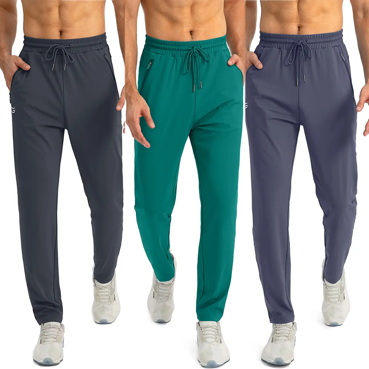 Pantalon de sport d'été réglable avec cordon de serrage Pantalon de survêtement à séchage rapide avec fermeture éclair