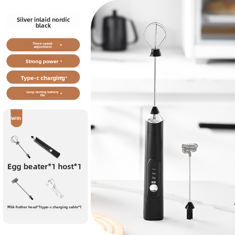 5 Black Double-Tipped Milk Frother