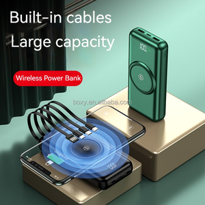 Large Capacity Wireless Charging Portable Charger LED Light Display Wireless Powerbank In-built Cables 30000mah Power Bank - Product Image 4