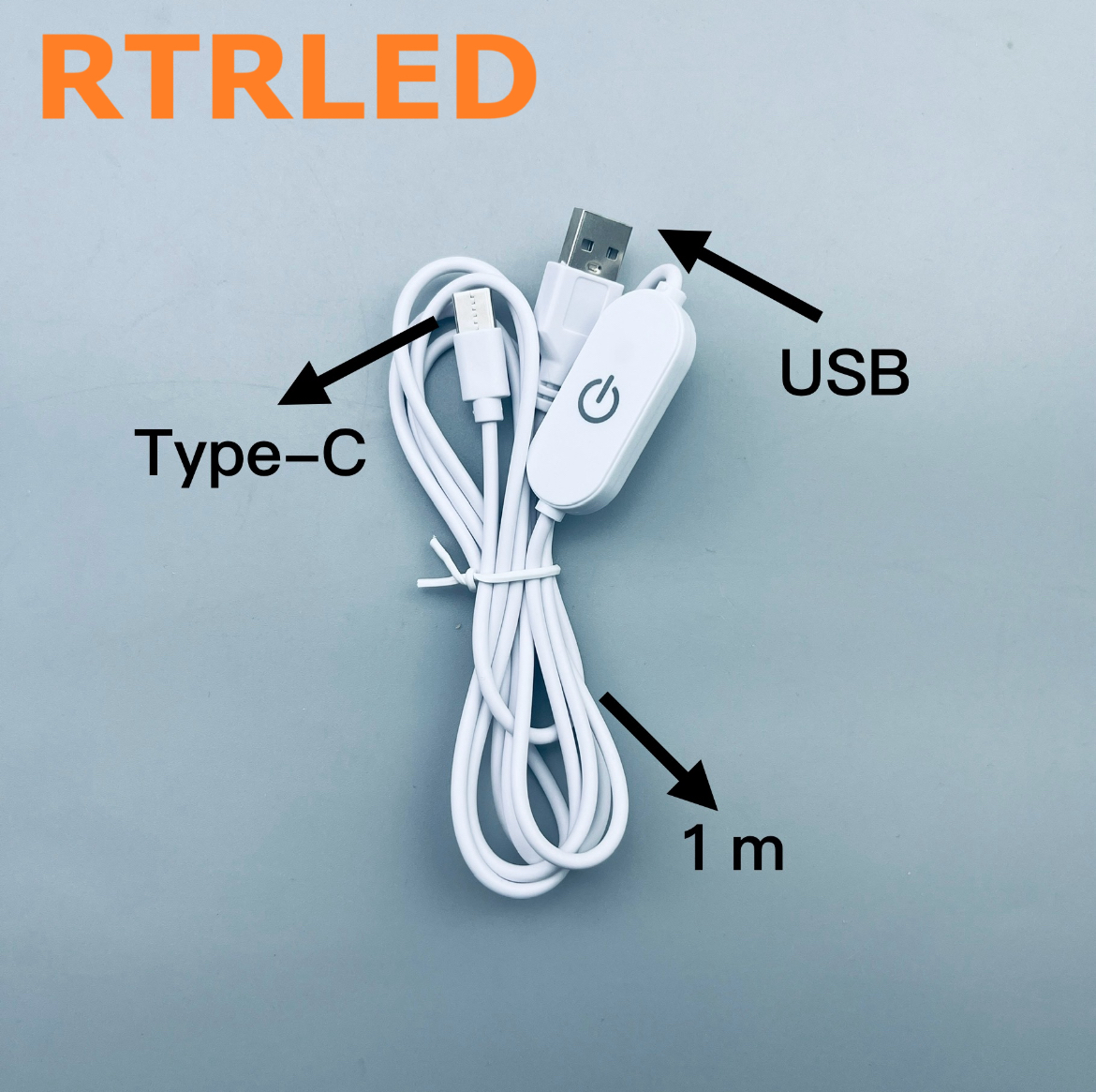 Cable blanco de 1M con interruptor táctil