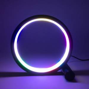 Akıllı RGBIC yüzük masa lambası müzik Sync ortam LED ışık odası dekor için serin lamba tuya renk değiştirme Modern USB masa lambası - Product Image 1