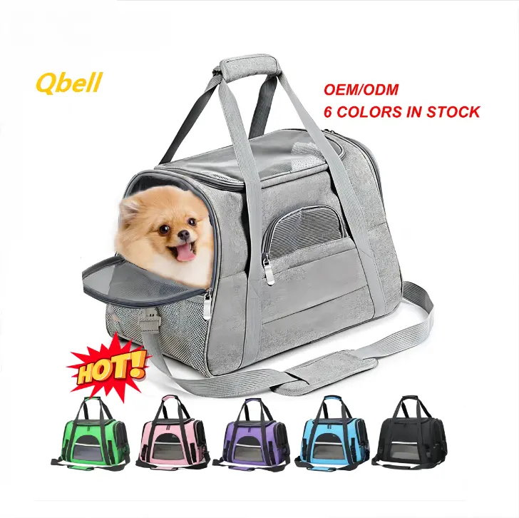 Qbellpet Phản Quang Hãng Hàng Không Đã Được Phê Duyệt Thoáng Khí Mềm Hai Mặt Lưới Ngoài Trời Pet Mang Pet Carrier Cho Chó Túi Du Lịch