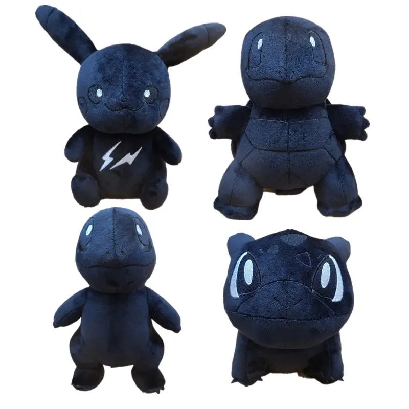 Boneka Picchu Lightning hitam baru mainan mewah Squirtle Bulbasaur Snorlax