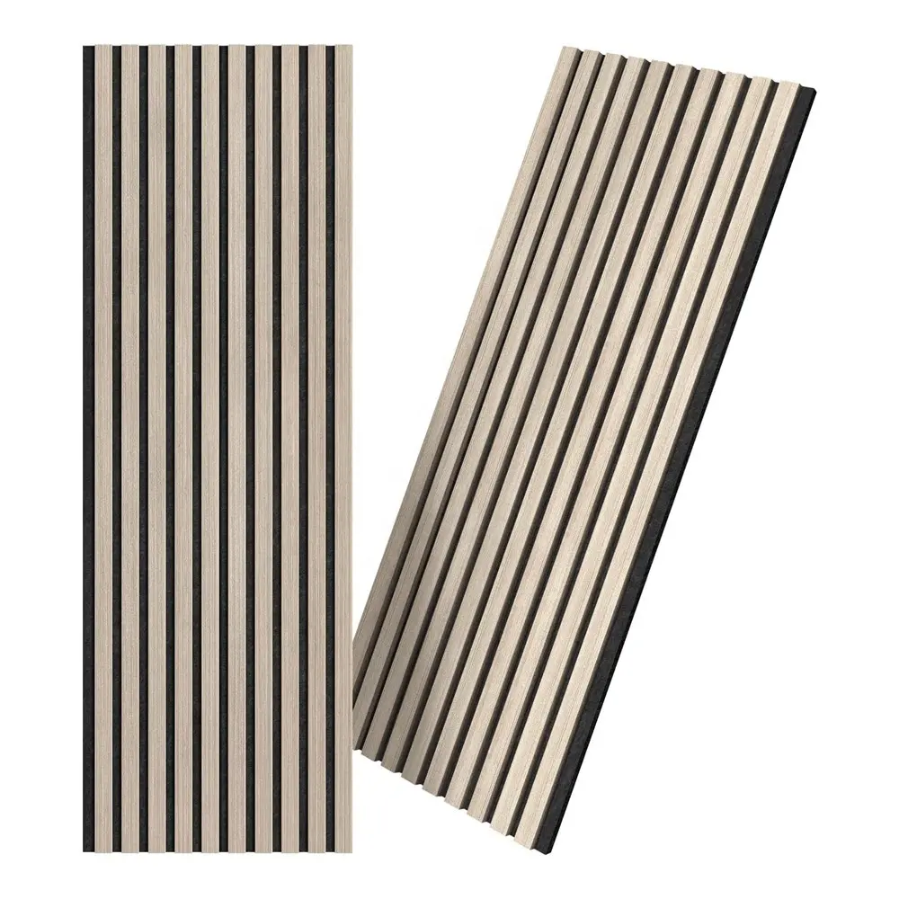 Folheado De Madeira De Noz De Prata MDF Slat À Prova De Som Painéis De Parede Acústicos De Madeira Akupanels para Home Office Cinema Decoração Interior