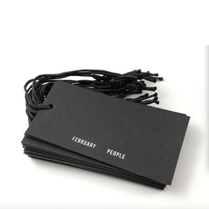 Simple Black Printed Clothing Fancy Hangtag Garment <strong>Tag</strong> <strong>With</strong> Cotton <strong>String</strong>