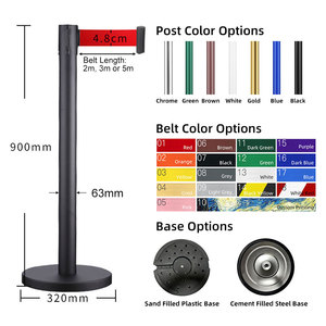 Jinke özelleştirilebilir Metal kalabalık kontrol bölücü ucuz geri çekilebilir kemer kuyruk bariyerleri siyah altın mavi; Stanchion Post standı - Product Image 3