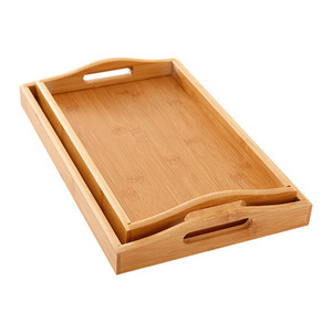 带手柄的长方形木质食品托盘多用拼盘竹子餐盘托盘 - Product Image 5