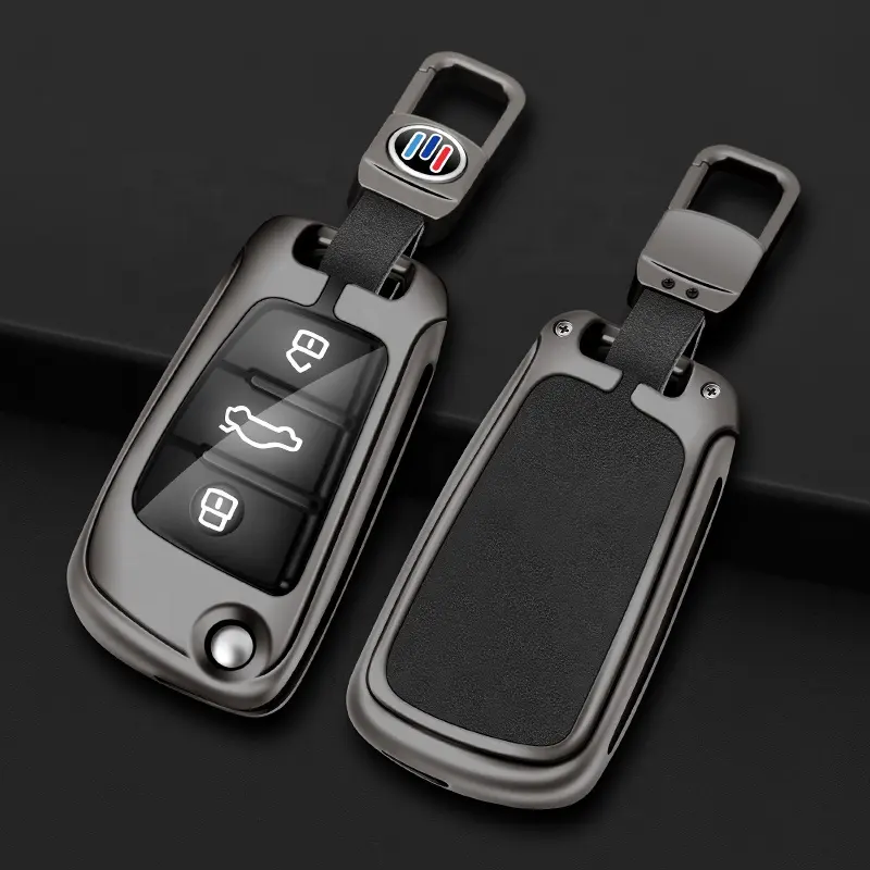 Commercio all'ingrosso nuovo design moda in lega di zinco in pelle + TPU car key cover per Audi A4 A5 A6 A7 A8 RS7 3 pulsanti Smart Keyless