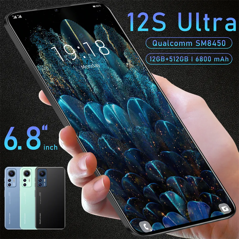 Best-seller Original smart phone M12S + Ultra 6.8 pouces grand écran 12GB + 512GB grande mémoire 6800mAh Android smart phone
